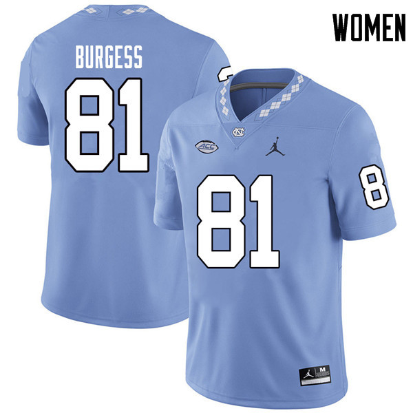 Jordan Brand Women #81 Carson Burgess North Carolina Tar Heels College Football Jerseys Sale-Carolin